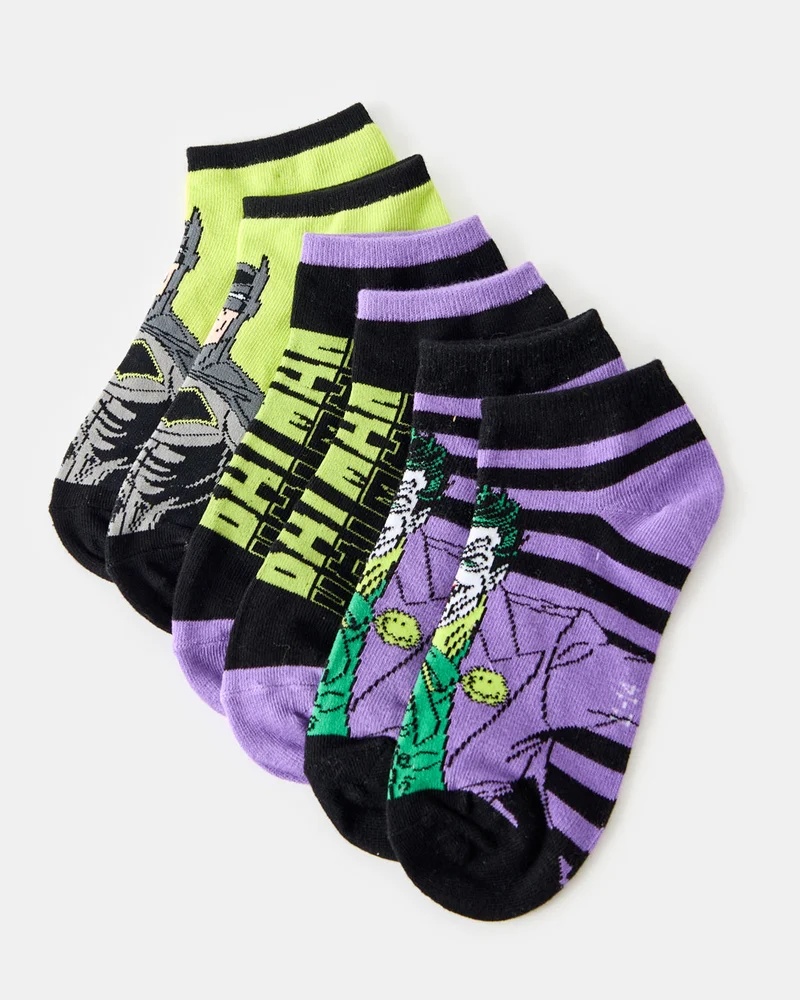 Redtag Senior Boys Assorted Batman Print Ankle Length Socks (3 Pairs)