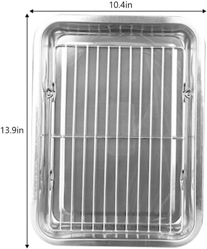 HEVASNEK Stainless Steel Drain Pan Snack Serving Dish - Multi-use Food Tray for Fried Snacks, Chicken, Samosas & More - Oil Draining Frying Tray & Household Food Plate (26.5x20.5x2.5 cm) - Image 2