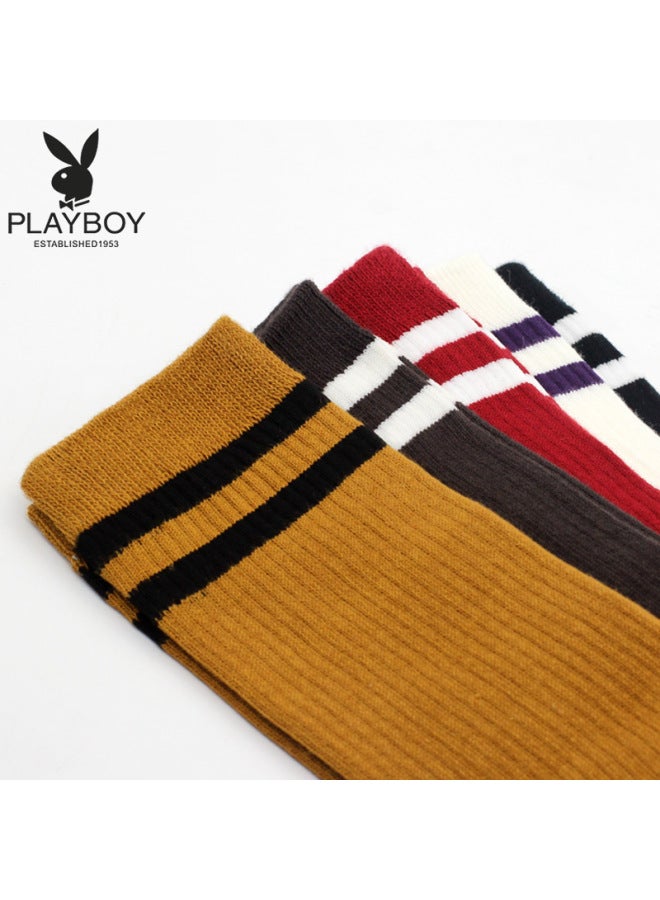 Playboy Women's Korean Style Forest High Tube Socks Long Socks Gray - Image 3