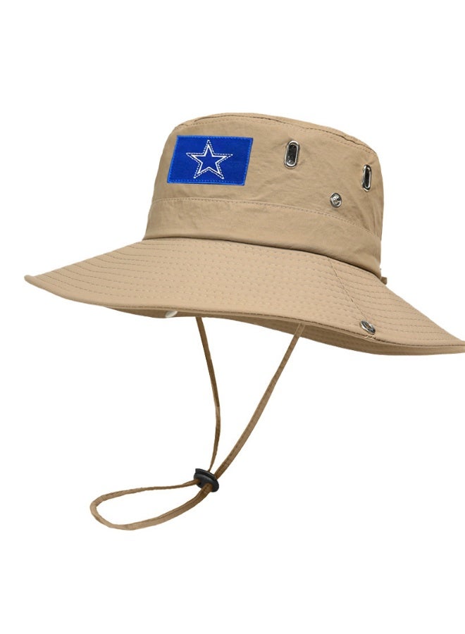 NFL Dallas Cowboys Beige Wide-Brim Bucket Hat with Adjustable Chin Strap