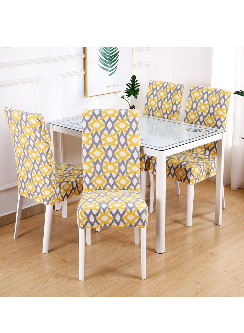 4-Piece Dining Chair Cover Gold/Grey 38x46centimeter