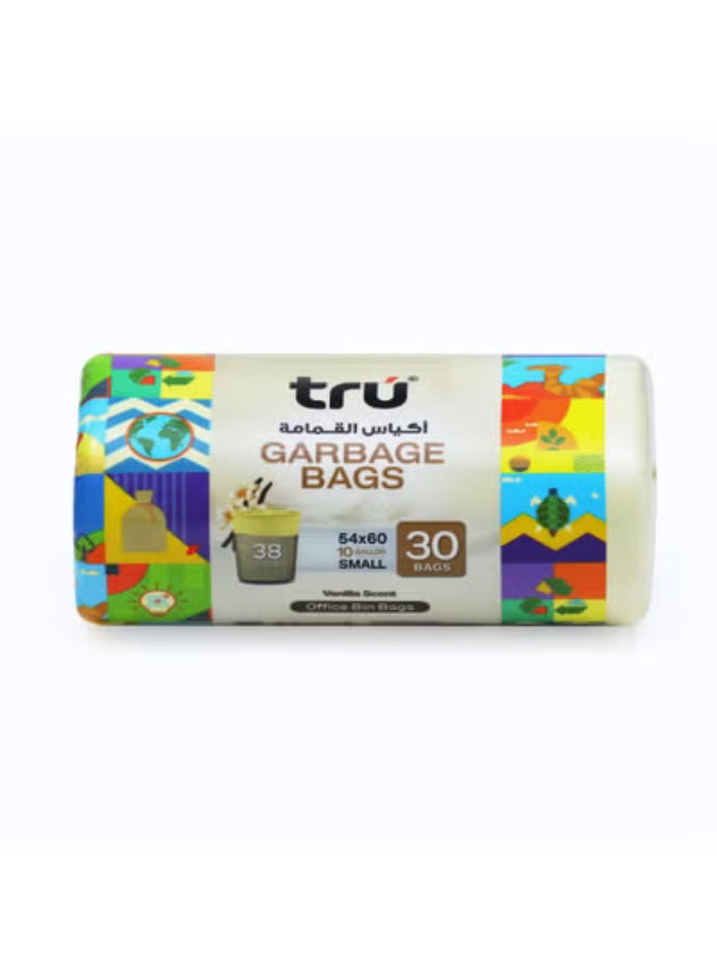 Garbage Bags Roll, 10 Gallon, 54x60cm, Small (Office bins) - 30 bags Multicolour