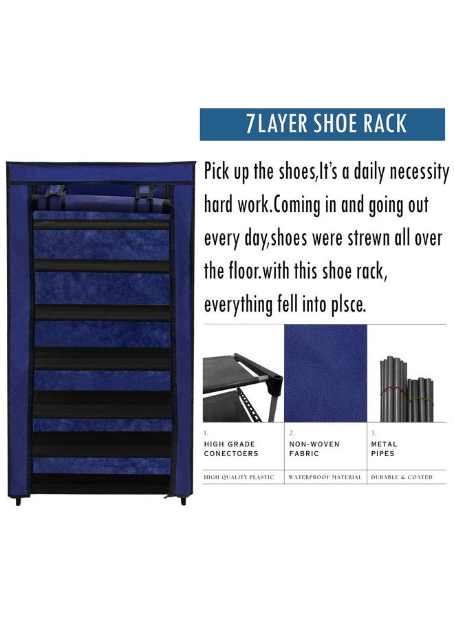ROBMOB Multipurpose Foldable 7 Layer Shoe Rack Metal, Shoe Rack/Organiser for Home & Office (Dark Blue, Metal) - Image 5
