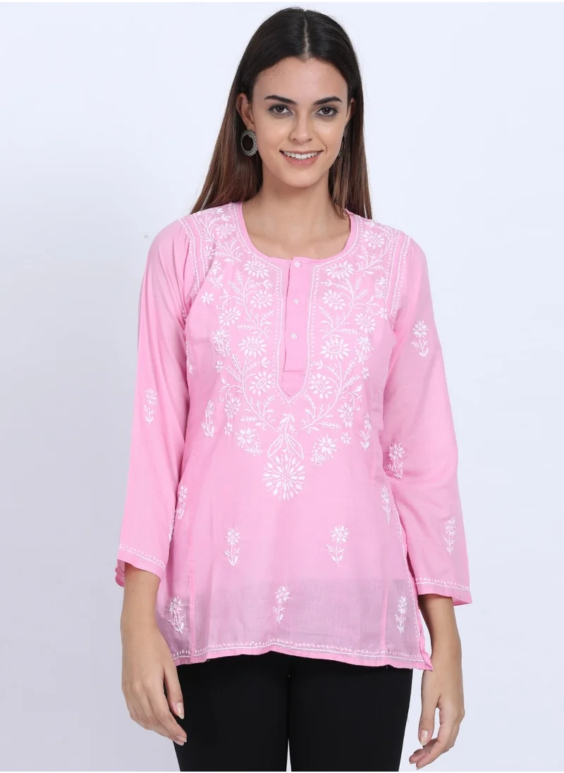 Alaya Women Hand Embroidered Chikankari Cotton Kurti-ALSTV115