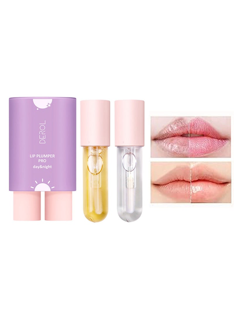 DEROL Lip Plumpe Oil Set Natural Lip Plumper & Lip Treatment Lip Care Day & Night Serum Essence Lip Plumper Moisturizing Reduce Fine Lines Suitable for women - Image 1