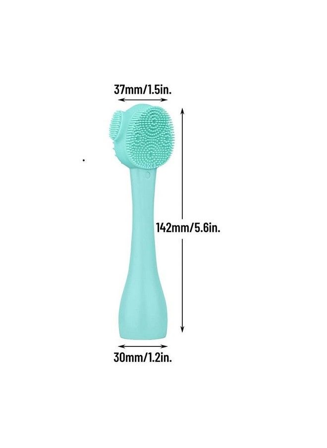 Syga Face Cleasing Brush Silicone Face Scrubber Exfoliating Wash Brush Dual Face With Flexible Spatula Nose Cleaning Cream Applicator Mask Collector Great For Face Clean Care And Make Up Green  - Image 3