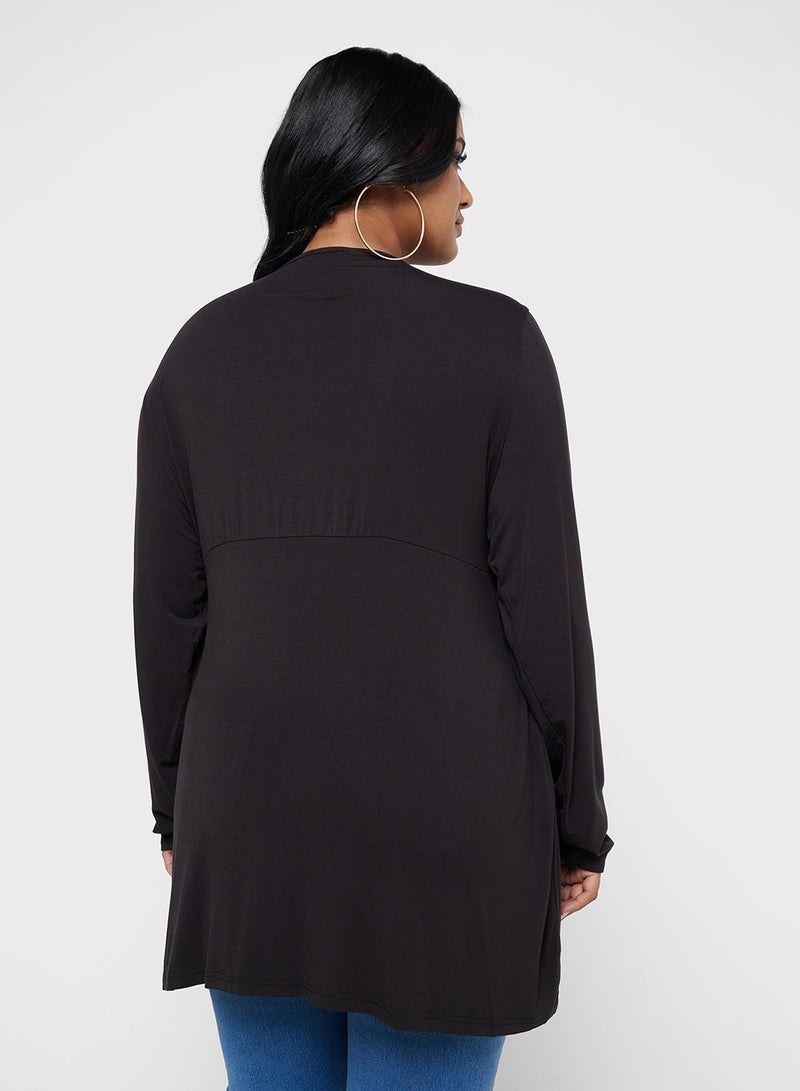 جينجر بلس بلوزة تونيك بأكمام طويلة وياقة على شكل حرف - Image 2