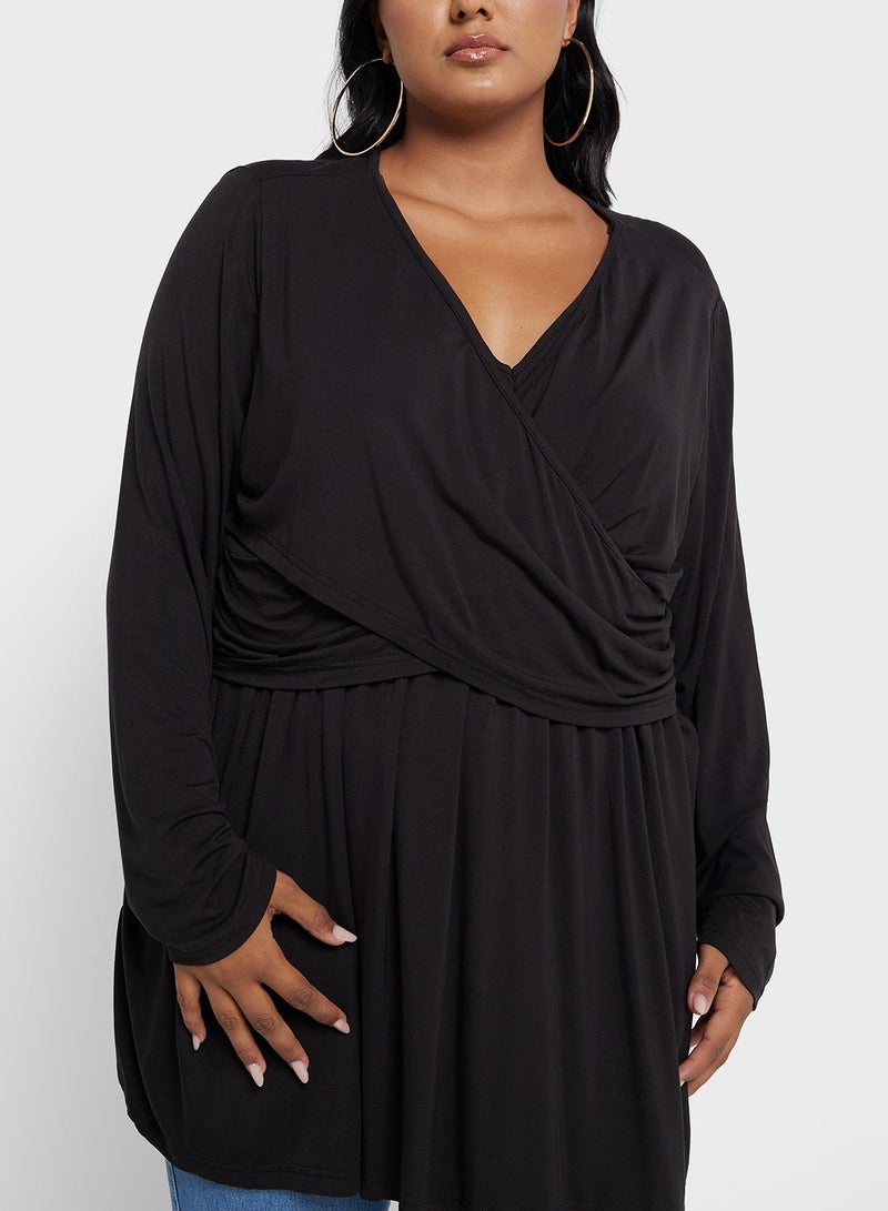 جينجر بلس بلوزة تونيك بأكمام طويلة وياقة على شكل حرف - Image 3