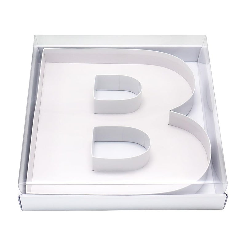 WENPACK 125 Fillable Cardboard Letter Shaped Gift Cupcake Decorative Box With Clear Lid Grazing Treat White B