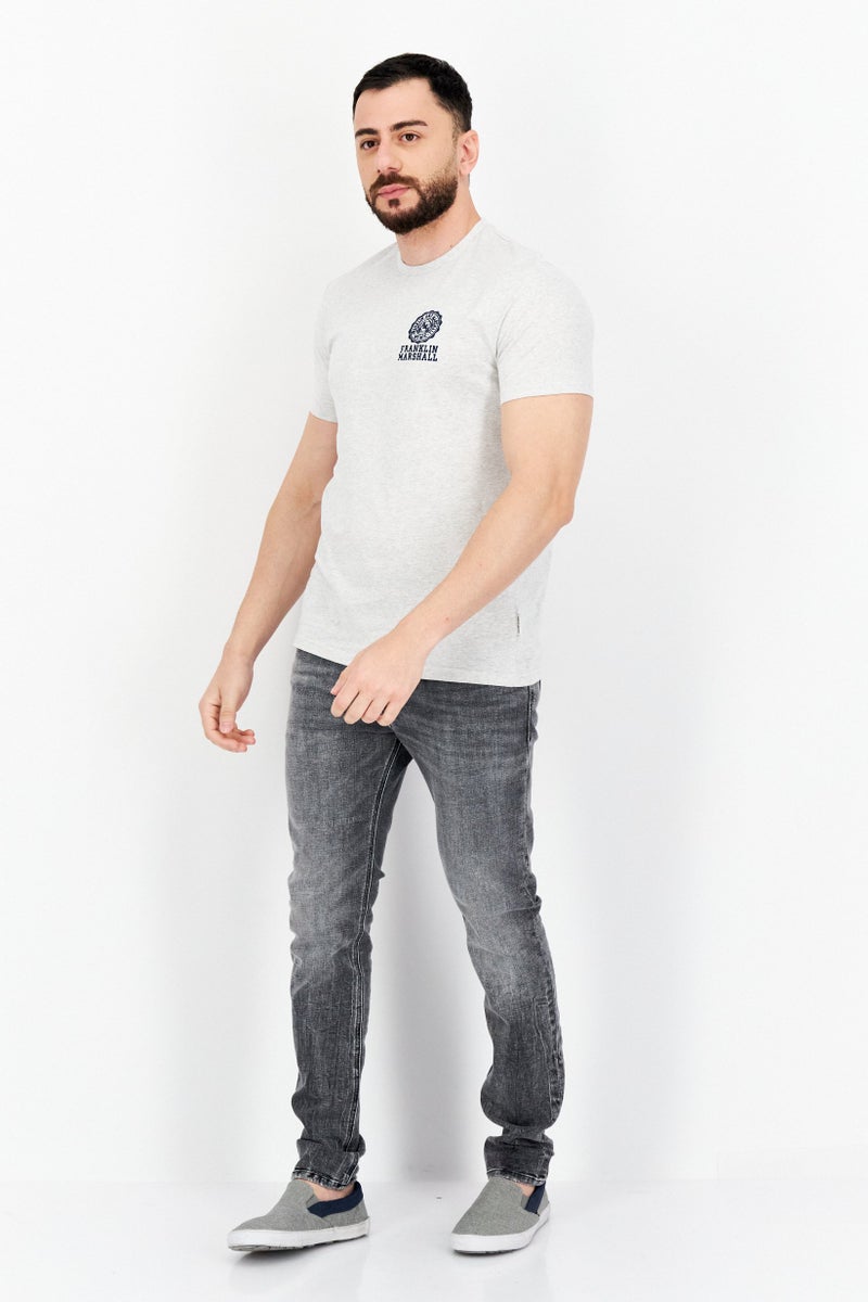 Franklin Marshall تي شيرت رجالي بطبعة جرافيكية بأكمام قصيرة ورقبة دائرية، رمادي/أزرق داكن - Image 3