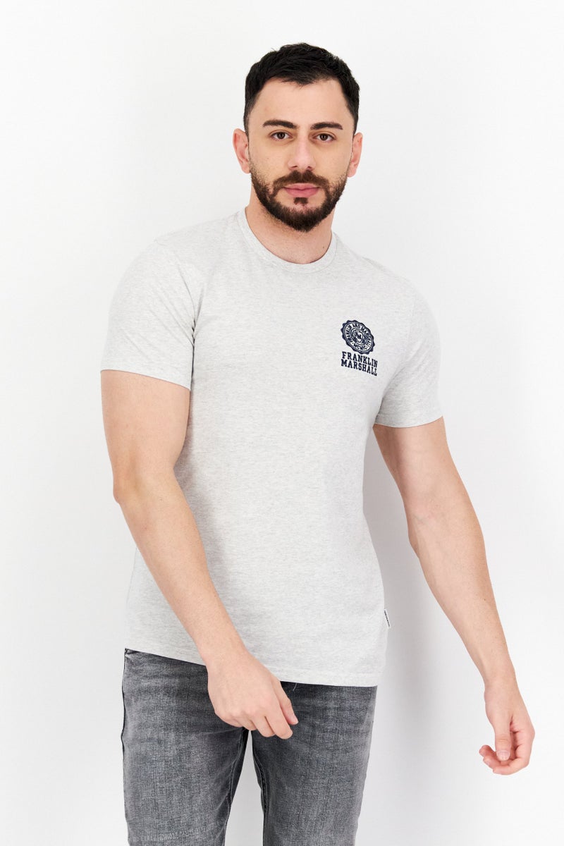 Franklin Marshall تي شيرت رجالي بطبعة جرافيكية بأكمام قصيرة ورقبة دائرية، رمادي/أزرق داكن - Image 1