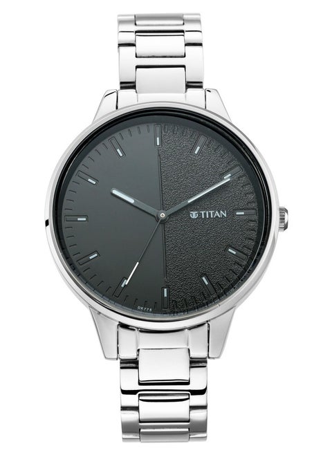 Titan Women's Precision Simplicity Watch: Black Gradient Dial with Metal Strap