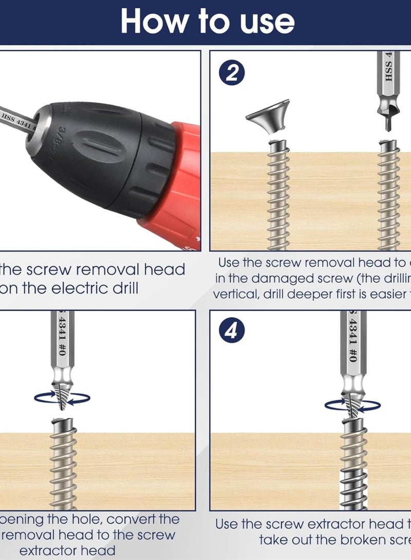 GGOOT 6pcs Damaged Screw Extractor Set, HSS 4341 Screw Extractor Remover Kit for Stripped Screws Nuts & Bolts Drill Bit Tools Easy Removal of Rusty Broken Hardware Hand Tools, Holiday Birthday Gift for Men - Image 4