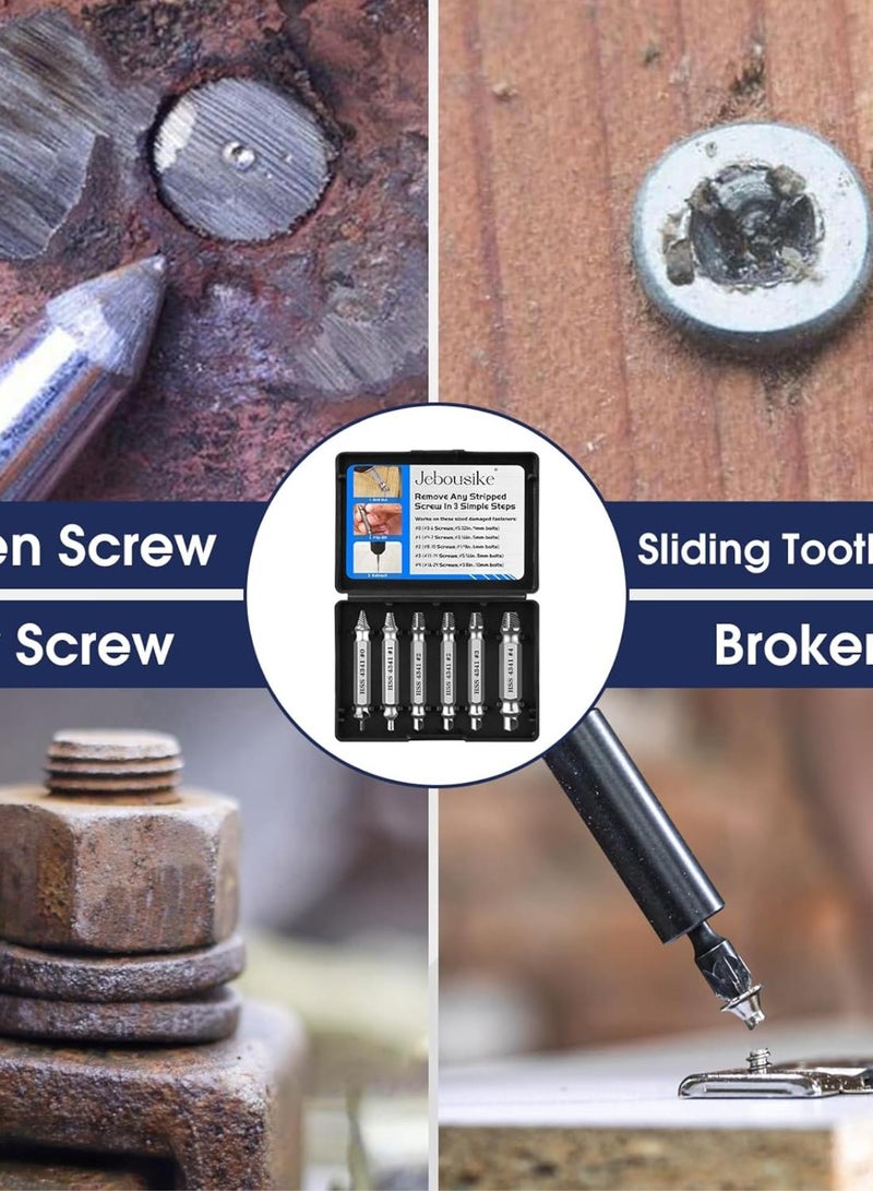 GGOOT 6pcs Damaged Screw Extractor Set, HSS 4341 Screw Extractor Remover Kit for Stripped Screws Nuts & Bolts Drill Bit Tools Easy Removal of Rusty Broken Hardware Hand Tools, Holiday Birthday Gift for Men - Image 5