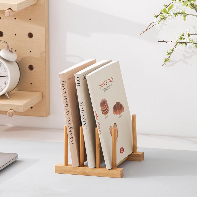HBlife 4pcs Bamboo Dish Plate Bowl Cup Book Pot Lid Cutting Board Drying Rack Stand Drainer Storage Holder Organizer Kitchen CabinetKeep Dry - Image 5