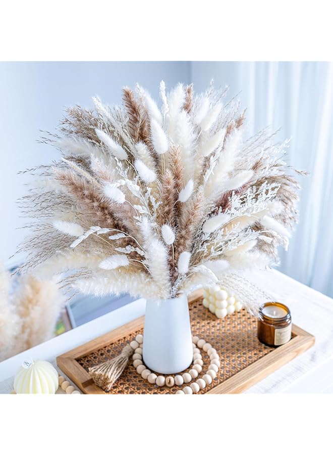 The Bros 96 Pcs Natural Dried Pampas Grass Bouquet, Boho Home Decor,Phragmites,Artificial Flowers for Wedding,Pampas Flowers for Floral Room,Home, Party,Table Decorations. - Image 1