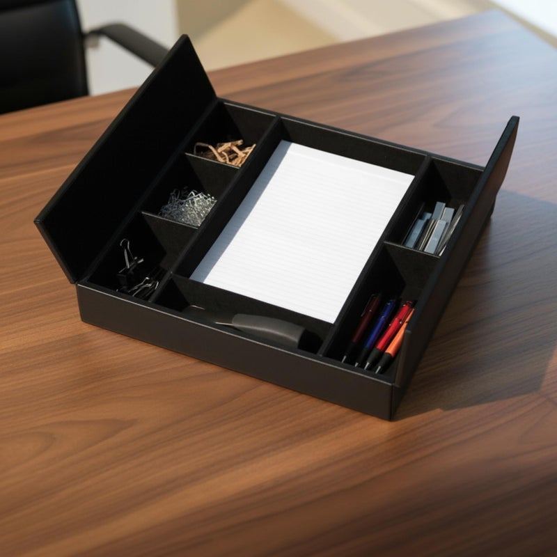Dacasso A1390 Leatherette Enhanced Conference Room Organizer Leatherette Conference Room Organizer, Black - Image 3