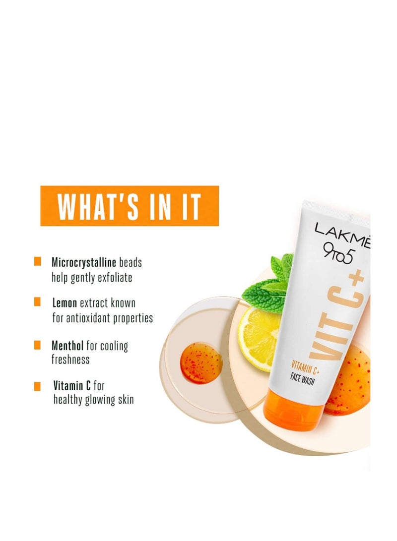 لاكمي غسول الوجه 9to5 بفيتامين C مع حبيبات ميكروكريستالين لبشرة منتعشة ومتوهجة 100 جرام - Image 2