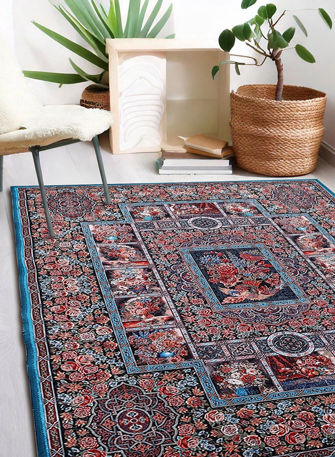 Status Contract Ice Velvet Rugs for Living Room | (Print) Carpet for Living Room Decor | Anti Skid Backing Aesthetic Vintage Decor Carpet for Bedroom | (3 x 5, D12), Multicolor, Rectangular