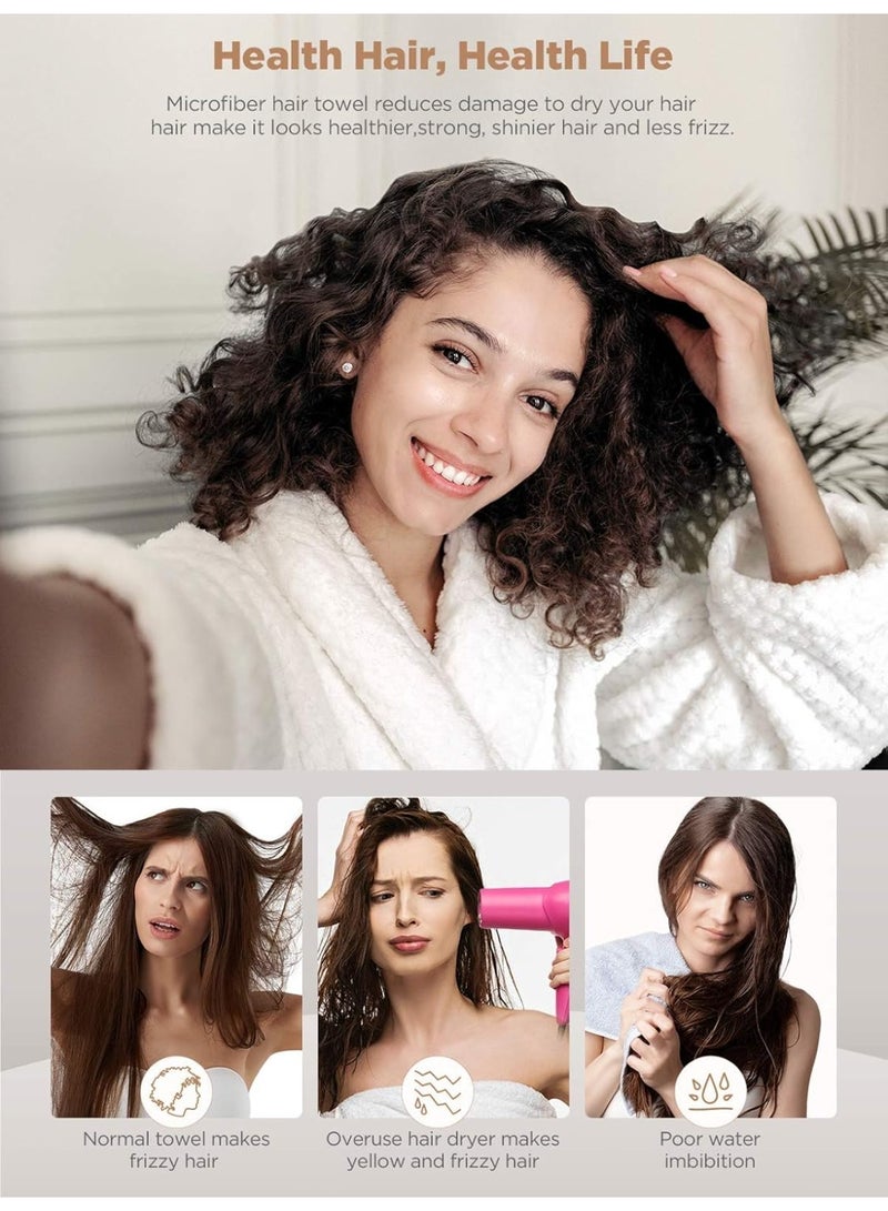 SHAOZHEN 3 Packs Microfiber Hair Towel for Wet Hair Purple Blue Grey - Image 2