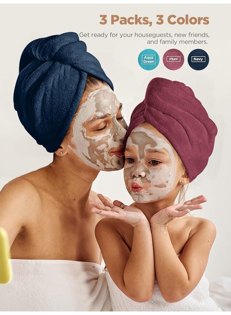 SHAOZHEN 3 Packs Microfiber Hair Towel for Wet Hair Purple Blue Grey - Image 5