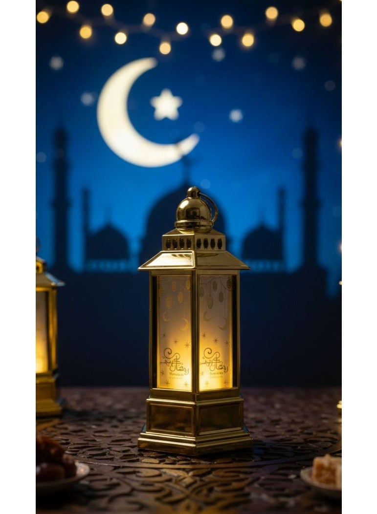 فانوس رمضان المضئ بعليقه  الفانوس الذهبي المزخرف ديكور فاخر للاحتفال مقاس 5*6 سم عدد 4 - Image 3