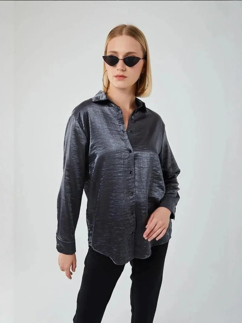 MixRay Mixray Buttoned Long Sleeve Metallic Shirt