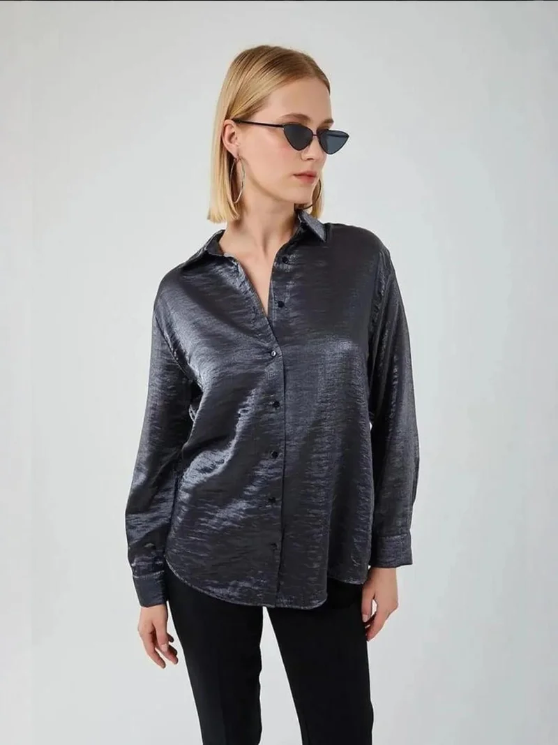 MixRay Mixray Buttoned Long Sleeve Metallic Shirt