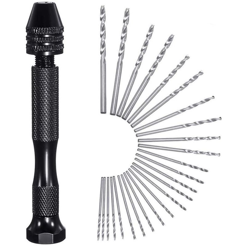 Evanc Evanc Hand Drill Bits Set Pin Vise Woodworking Hand Mini Drill for Model Resin Jewelry 26 Pcs - Image 1
