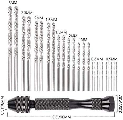 Evanc Evanc Hand Drill Bits Set Pin Vise Woodworking Hand Mini Drill for Model Resin Jewelry 26 Pcs - Image 3