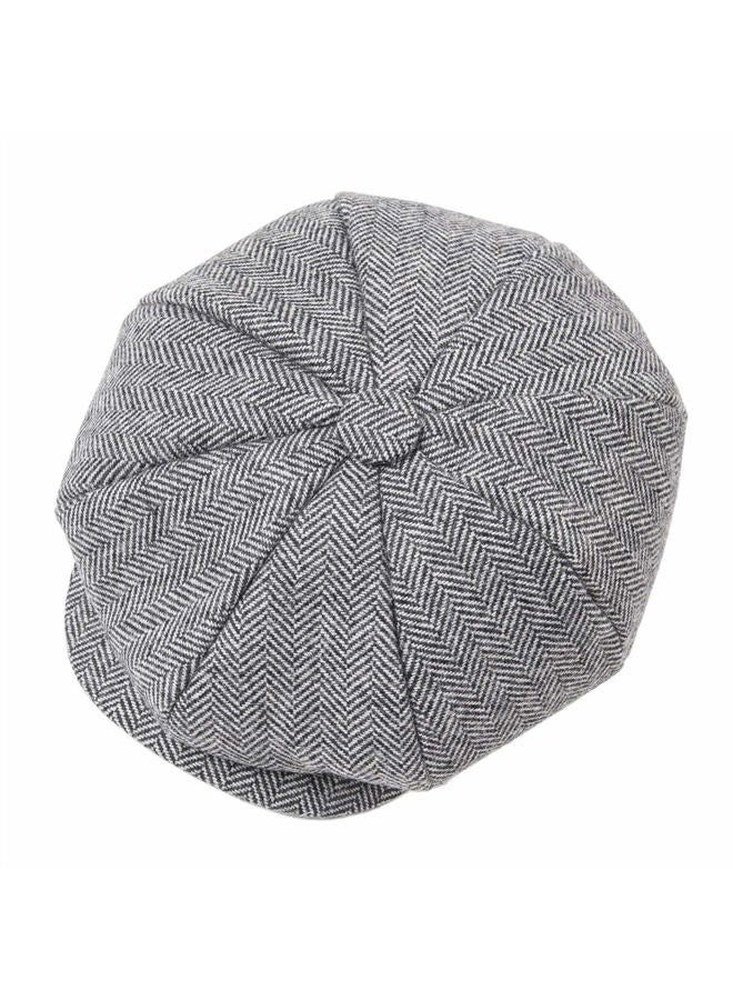 JANGOUL Boys Vintage Newsboy Cap Tweed Flat Beret Cabbie Hat for Kids Toddler Pageboy (56cm(6-8 Years Old), Grey) - Image 5