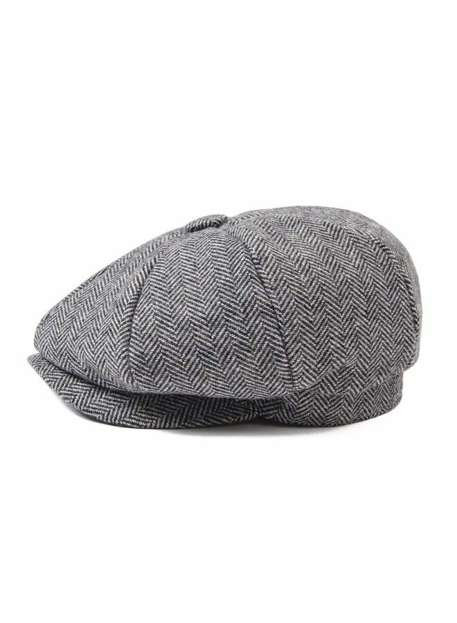 JANGOUL Boys Vintage Newsboy Cap Tweed Flat Beret Cabbie Hat for Kids Toddler Pageboy (56cm(6-8 Years Old), Grey) - Image 3