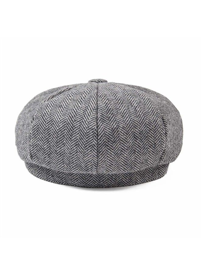JANGOUL Boys Vintage Newsboy Cap Tweed Flat Beret Cabbie Hat for Kids Toddler Pageboy (56cm(6-8 Years Old), Grey) - Image 4