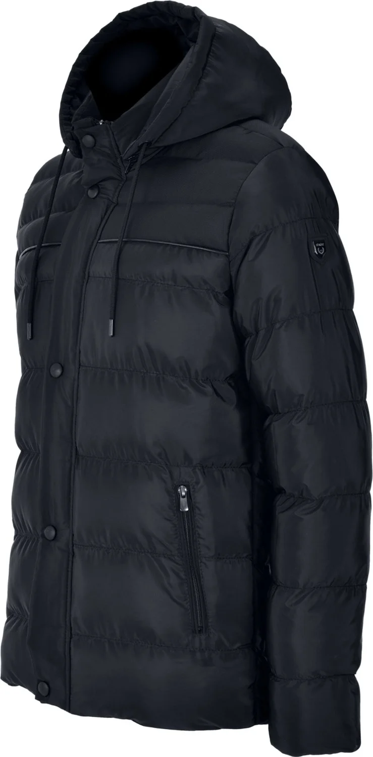 Sivaist Men's Hooded Black Water and Windproof Regular Puffer Coat & Jacket
