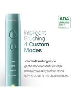 Aquasonic Aquasonic Vibe Series Ultra-Whitening Toothbrush - ADA Accepted Power Toothbrush - 8 Brush Heads & Travel Case - 40,000 VPM Motor & Wireless Charging - 4 Modes w Smart Timer - Mint Green Metallic  - Image 4