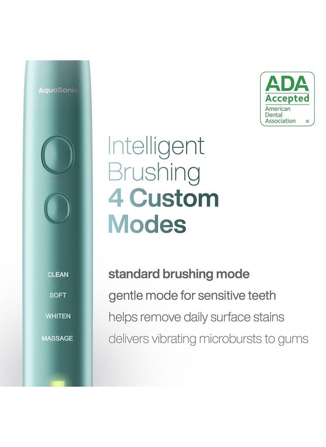 Aquasonic - Aquasonic Vibe Series Ultra-Whitening Toothbrush - ADA Accepted Power Toothbrush - 8 Brush Heads & Travel Case - 40,000 VPM Motor & Wireless Charging - 4 Modes w Smart Timer - Mint Green Metallic - Image 1