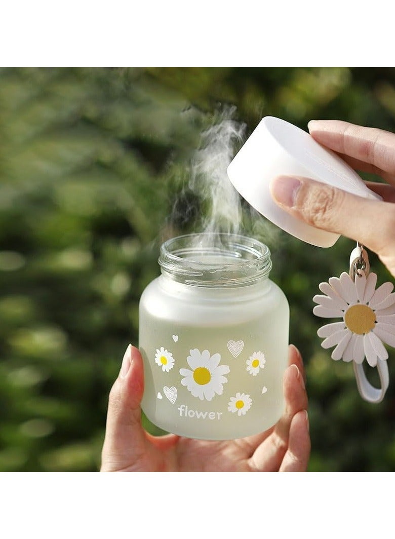 Oasisgalore Daisy Frosted Glass Water Bottle with Lid - Image 2
