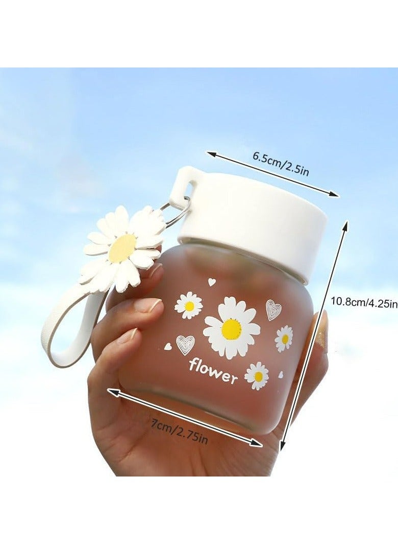 Oasisgalore Daisy Frosted Glass Water Bottle with Lid - Image 5