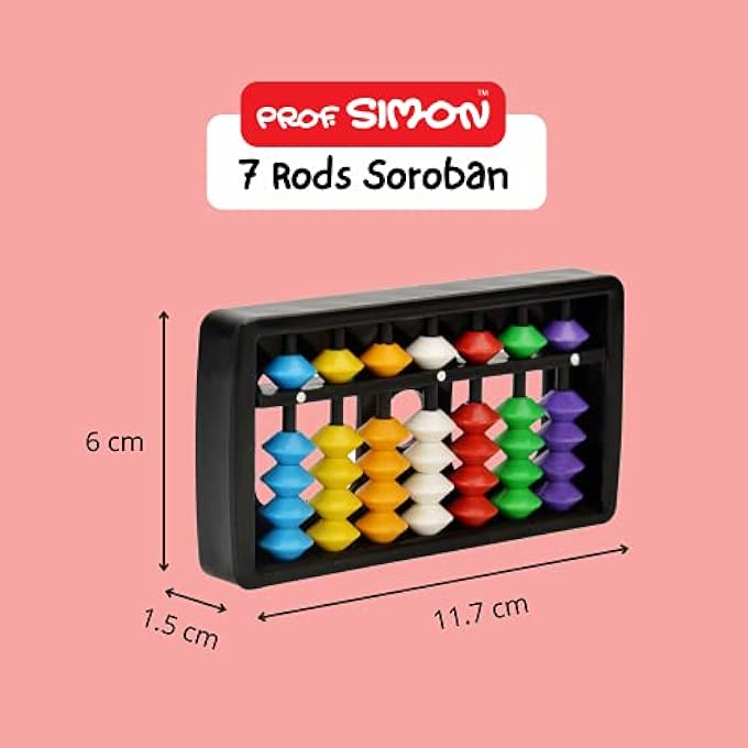 7 RODS/DIGITS SOROBAN PLASTIC ABACUS WITH MULTI-COLORED BEADS, KID - Image 2