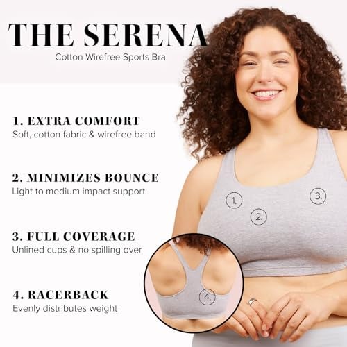 Leading Lady Sports Bra for Women - The Serena Wirefree Sports Bra - Heather Grey - Image 2