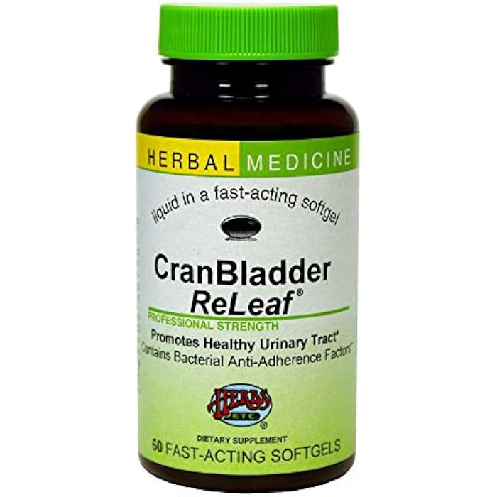 Herbs Etc. CranBladder ReLeaf Softgels - Herbal Supplement for Urinary Tract Health & Bladder Support - Cranberry Extract, Uva-Ursi & Buchu - Gluten-Free & Organic - 60 Count (60 Servings) - Image 1