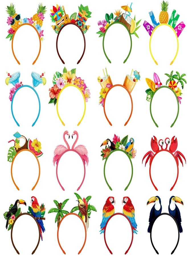Capoda 32 Pcs Hawaiian Party Headband Felt Luau Head Boppers Tiki Aloha Boppers for Tropical Summer Beach Party Favors Supplies - Image 1