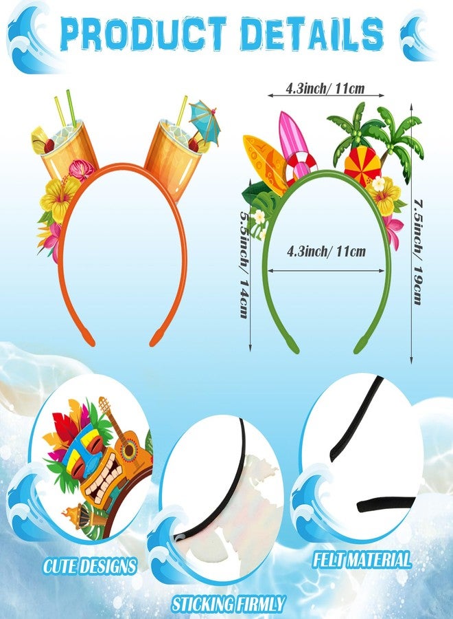 Capoda 32 Pcs Hawaiian Party Headband Felt Luau Head Boppers Tiki Aloha Boppers for Tropical Summer Beach Party Favors Supplies - Image 2