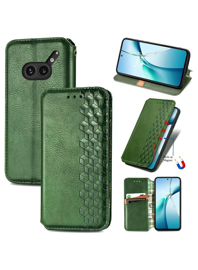 Case For Nothing Phone 2a Plus Cubic Grid Pressed Magnetic Leather Phone Case