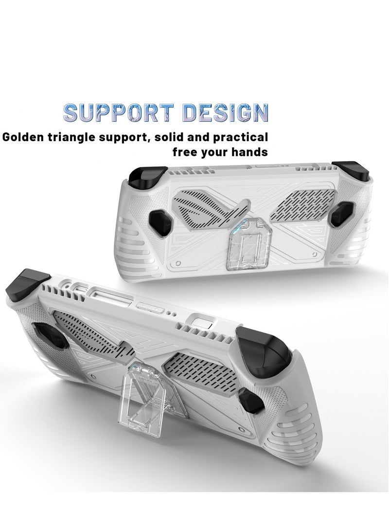 SYOSI Travel Handbag, Protection Case for ASUS ROG Ally, with Shock-Absorption and Anti-Scratch Design, Built-in Stand for Game Handheld Console - Anti-Drop Shockproof Shell (White) - Image 5