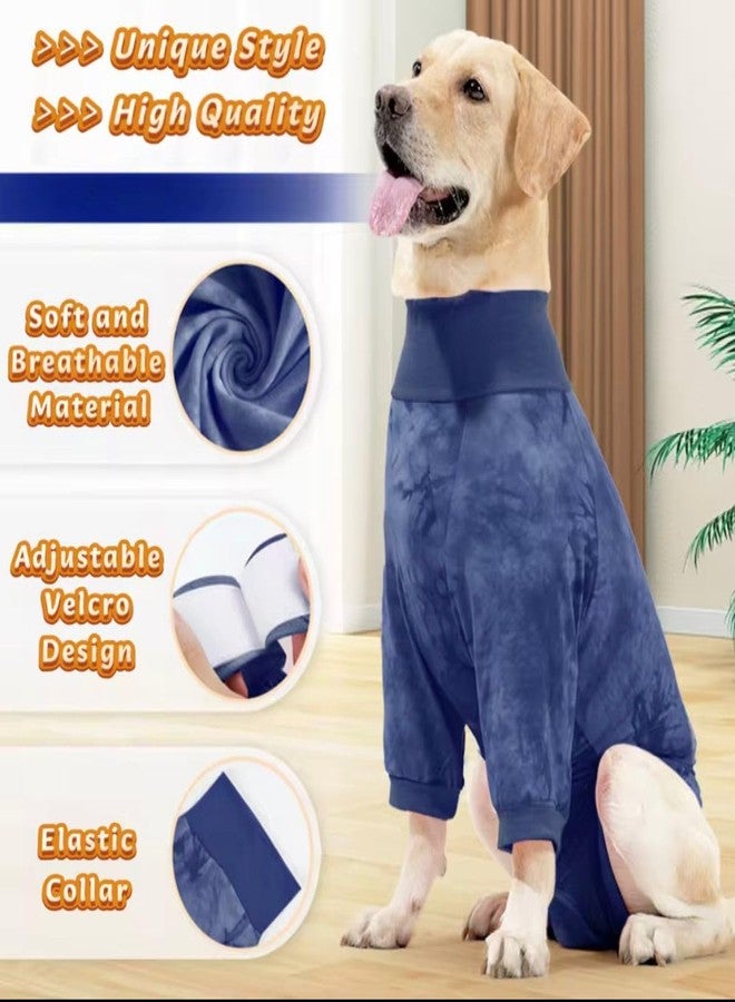 PETANGEL Pet Recovery Suit for Small to Medium Dogs, Soft Stretch Cotton Surgical Suit, Anti Licking Recovery Clothes with Elastic Neck & Tail Design Post-Operation Wear (Size:M, Blue) - Image 3