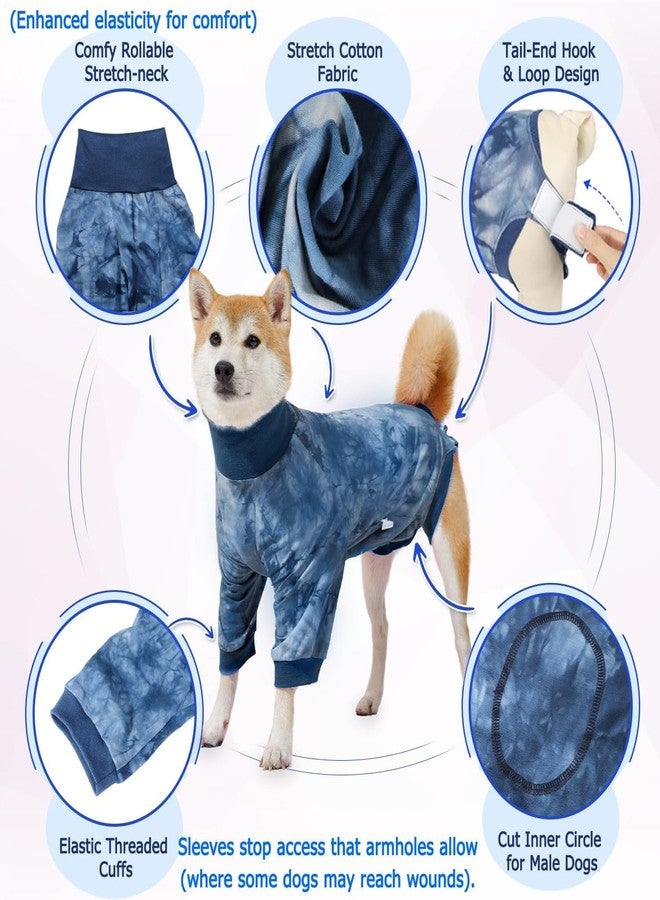 PETANGEL Pet Recovery Suit for Small to Medium Dogs, Soft Stretch Cotton Surgical Suit, Anti Licking Recovery Clothes with Elastic Neck & Tail Design Post-Operation Wear (Size:M, Blue) - Image 5