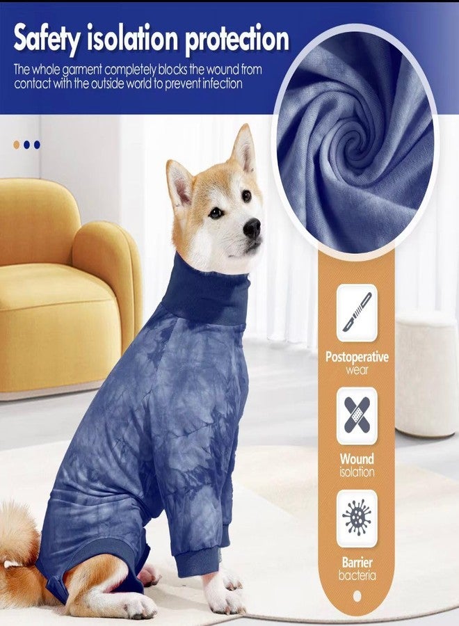 PETANGEL Pet Recovery Suit for Small to Medium Dogs, Soft Stretch Cotton Surgical Suit, Anti Licking Recovery Clothes with Elastic Neck & Tail Design Post-Operation Wear (Size:M, Blue) - Image 4