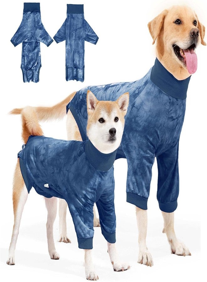 PETANGEL Pet Recovery Suit for Small to Medium Dogs, Soft Stretch Cotton Surgical Suit, Anti Licking Recovery Clothes with Elastic Neck & Tail Design Post-Operation Wear (Size:M, Blue) - Image 1