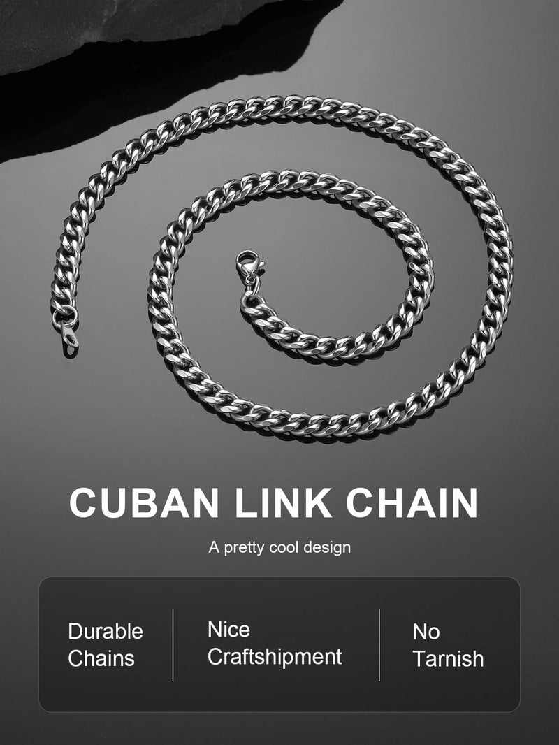 ChainsPro سلاسل برو سلاسل كوبية من الفولاذ المقاوم للصدأ للرجال، مطلية بالفضة/الأسود/الذهب، قلادة سلسلة كوبية ميامي بعرض 3/6/9/12 مم، 14"-30" هدايا مجوهرات متينة للرجال بمناسبة عيد الأب، عيد الحب، عيد الميلاد | مطلية بالذهب، فضة، أسود، عرض 3/6/9/12 مم، 14"-30"، متينة، بمناسبة عيد الأب، عيد الحب، عيد الميلاد، هدايا - Image 5